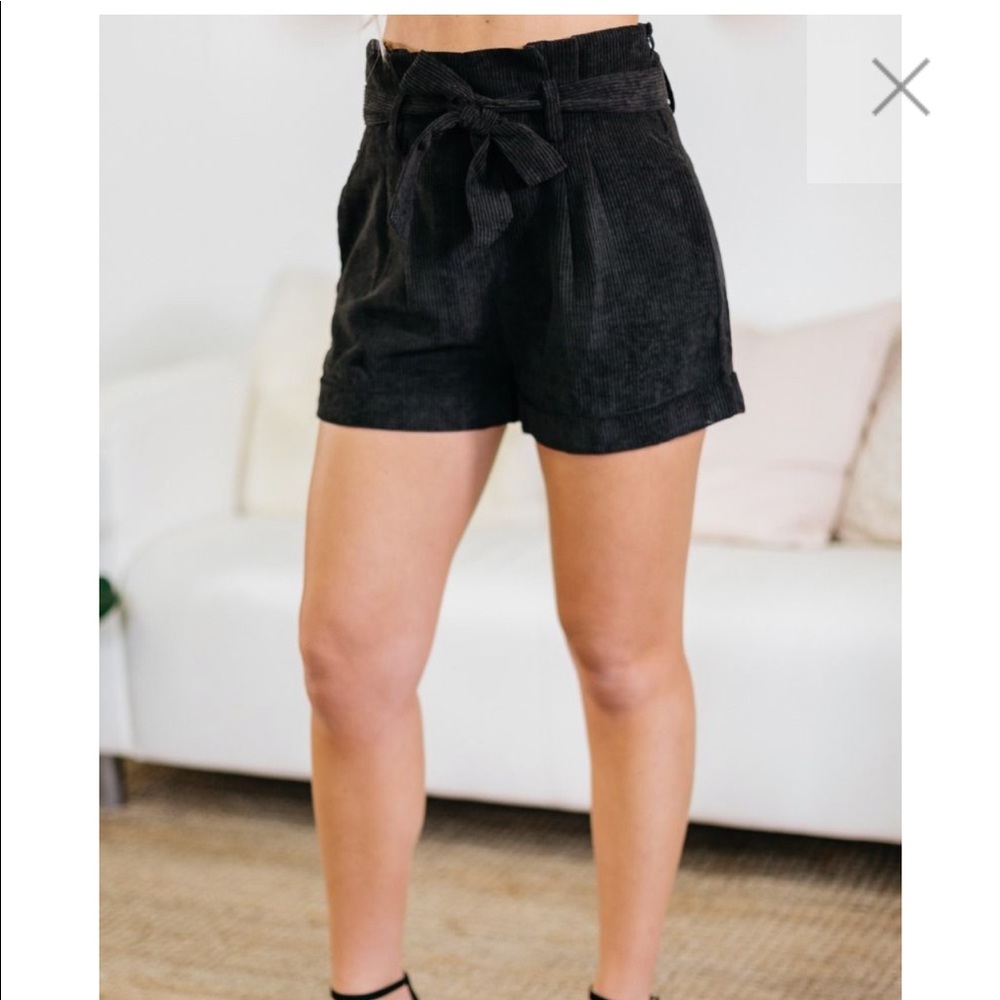 Black Chic Corduroy Like Shorts